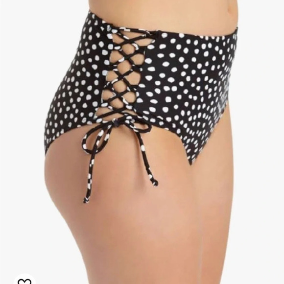 California Waves Womens Side Tie Swim Bottom Separates Black Polka Dot M - Picture 4 of 10
